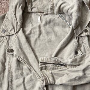 Free People Linen Jacket with Brass Buttons